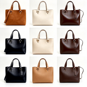 Bolso Tote de Cuero Genuino R+ para Mujer, Cierre de Cremallera de 7 Pulgadas, Dos Asas, Minimalista, para Uso Diario - Product Image 1