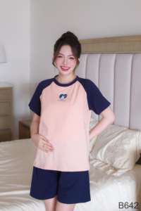 Conjunto de ropa de maternidad de algodón suave, elástico en 4 direcciones, transpirable y absorbente del sudor con estampado afilado, ropa informal B642 - Product Image 2