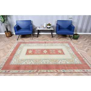 5.6x7.7 ft Large Vintage Rug, Turkish Rug, <b>Red</b> Blue Moroccan <b>Wool</b> Rug - Product Image 1