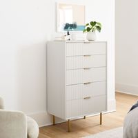 Commode de style moderne haut de gamme avec 5 tiroirs de couleur peinte en blanc pour la maison et les meubles de commode d'hôtel