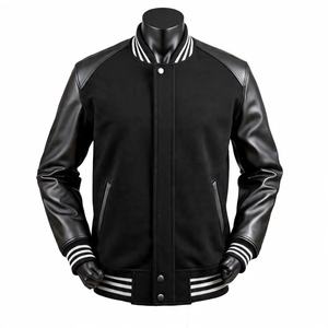 Fabricants de vêtements personnalisés Veste universitaire Letterman à manches en cuir PU pour hommes - Product Image 5