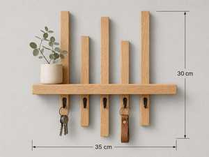 Khadim Handicrafts Wood Wall Mounted Modern Waterproof Non-Folding Single Tier Multifunction Baking Paint Hook <b>Rack</b> Living Room - Product Image 3