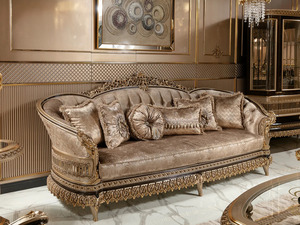Sofá de Lujo Tallado para Sala de Estar, Sofá Tapizado con Marco de Madera Ornamentado, Muebles de Salón Acolchados para Villa u Hotel - Product Image 3