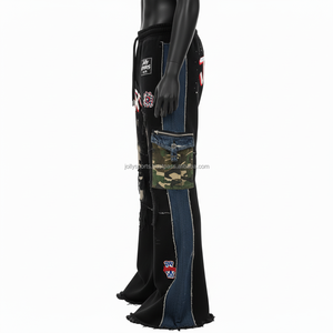 Pantalón deportivo de algodón polar de alta calidad para hombre, estilo callejero con logotipo impreso personalizado y bolsillos de camuflaje, pantalones lavados para hombre - Product Image 5