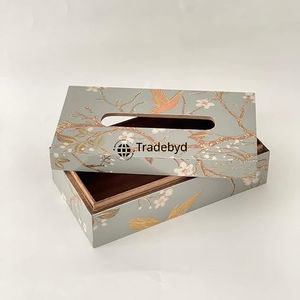 Boîte à mouchoirs décorative en bois carré, émaillée, écologique, de qualité supérieure, fabriquée à la main, pour table à manger - Product Image 2