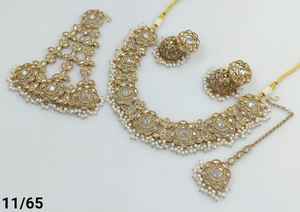 Flower Latest Indian Jewelry Traditional GoldPlated Motipearl With Jumkha Earring &Maagtika Pasha Combo Necklace <b>Set</b> Women - Product Image 4