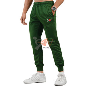 Pantalones verdes de rendimiento de primera calidad con logotipo impreso personalizado para hombre, pantalones de entrenamiento de gimnasio, pantalones cómodos con bolsillo y cremallera para hombre - Product Image 3