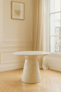 Table d'appoint fabuleuse en nacre, tabouret en nacre, incrustation de coquillages, siège décoratif, accent idéal pour le salon, la chambre à coucher - Product Image 2