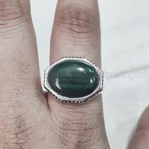 Mayorista Anillo de hombre Piedra preciosa de malaquita natural Anillo de piedra natal Todos los tamaños Otomano Regalo de cumpleaños Joyería Anillo de plata esterlina 925 - Product Image 1