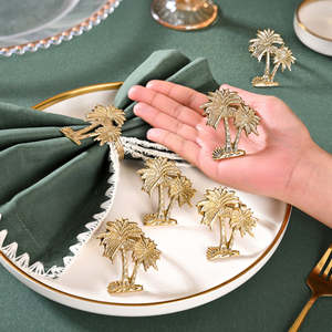 Anneau de serviette en aluminium doré de luxe, personnalisable, vaisselle pour la maison, l'hôtel, les dîners, pour la décoration de table de fête et de mariage - Product Image 5