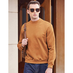 Sweat-shirt à col rond classique unisexe en coton mélangé noir, pull décontracté pour tous les jours, pour les acheteurs en gros - Product Image 3