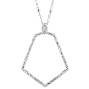Schillernde Kaskade: weißer Diamant-Akzent-Betropp-Anhänger, Rhodium-Überzug Sterling-Silber mit Rolo-Kette, eleganter feiner Diamantschmuck