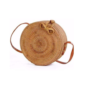 Sac rond en rotin de Style Boho pour femmes été plage mode tissé paille bandoulière fait main sac à main décontracté - Product Image 1