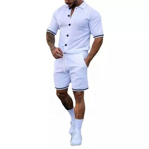 Chándal de Fitness para hombre, conjunto de 2 piezas de verano para trotar, traje deportivo, camiseta de moda, pantalones cortos, ropa deportiva informal de color sólido - Product Image 5