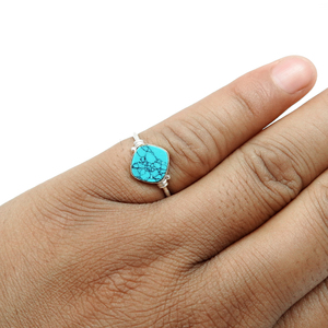 À la mode 925 en argent Sterling mariage fiançailles naturel Turquoise pierres précieuses élégant anneau pour femme filles bijoux faits à la main pour cadeaux - Product Image 2