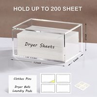 Porte-feuille de sèche-linge pour la buanderie, boîte de distribution de feuilles de sèche-linge en acrylique transparent avec couvercle pour l'organisation du tissu