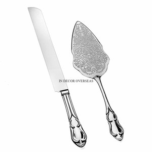 อุปกรณ์สำหรับเค้กขัดเงาโลหะสีเงินเงางามดีไซน์เนอร์มาตรฐานเรียบง่าย - Product Image 2