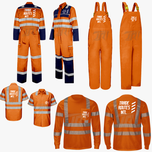 Customizable Industrial Worker Uniform Set Bib <b>Overall</b> Button-Up Shirt Crew Necks <b>Waterproof</b> Polyester Protective Workwear 100% - Product Image 1