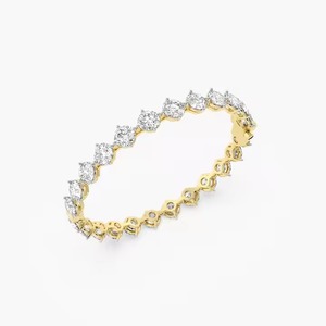 Solid Lab Grown 19,35 Ct. Brazalete de diamantes de corte redondo en oro amarillo de 14K Pulseras y brazaletes de moissanita - Product Image 1