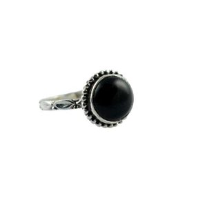 Bague Bohème pour Femme en Argent Sterling 925 de Navya Craft avec Incrustation Ronde d'Onyx Noir, Tailles 4 à 14, pour Noël, Anniversaire, Cérémonie - Product Image 1