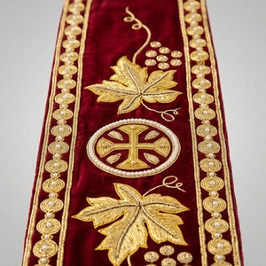 Étole liturgique en velours marron avec broderie en fils d'or pour clergé orthodoxe, étole de prêtre, épi-trachèle, vente en gros - Product Image 5