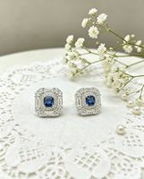 Pendientes Elegantes y Chic con Circonita Azul y Plata 925, Pendientes de Lujo para Mujer, Ideales para Bodas