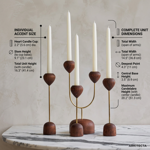 Ensemble de porte-bougies en bois moderne, design géométrique en forme de cœur, style mid-century, décoration de table, lot multi-pièces - Product Image 4