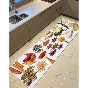 Tapis imprimé : Herbes médicinales, épices, salle à manger, cuisine, tapis moderne doux en chenille - Product Image 1