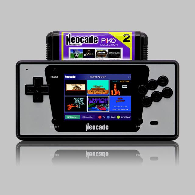 Neocade Retro Handheld Console, 30 Games (18 Built-in + 12 MD Cartridge), 3.5" Screen, HDTV Output