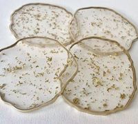 Nampan buah cetakan teh ukuran besar, nampan teh silikon besar mengkilap Geode coaster cetakan Resin untuk kerajinan Resin