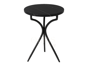 Mesa Auxiliar Redonda Elegante con Cubierta de Mármol y Base de Metal Esculpido, Moderna y Resistente, Hecha a Mano, para Dormitorio o Uso Escolar - Product Image 3