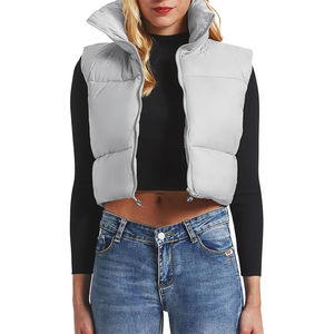 Chaleco acolchado para mujer, cuello alto, cierre de cremallera, ligero, a la moda, para clima frío, uso casual, precio económico - Product Image 1