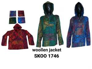 Elegante chaqueta con capucha de lana de moda Boho Hippie ropa de calle de moda con cremallera y decoración de botones - Product Image 3