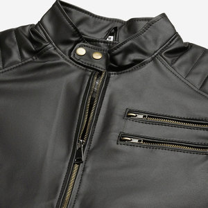Chaqueta de cuero de motorista de manga larga con cremallera frontal para hombre, precio barato, ajuste regular, ropa de invierno de peso pesado, chaqueta de cuero para hombre - Product Image 4