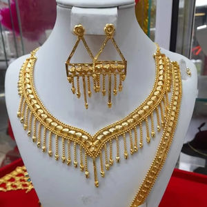 24K ทองดูไบวินเทจคลาสสิกมุกดอกไม้เข็มกลัดสร้อยคอสร้อยคอครบรอบเครื่องประดับทองแดงแฟชั่นชุดของขวัญ - Product Image 1