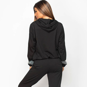 Conjuntos Deportivos Casuales con Capucha para Mujer, Temporada de Invierno, Hechos de Algodón y Poliéster, Cómodos, Ligeros, Estampados - Product Image 5
