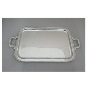 Plateau de service rectangulaire en métal argenté brillant de style nordique pour la décoration de la maison, plateau de service de luxe avec poignée pour hôtel, restaurant - Product Image 1