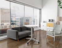 Table ronde réglable OMNI pour petit espace, bureau mobile pneumatique moderne avec roulettes, bureau pour ordinateur portable pour la maison/le bureau
