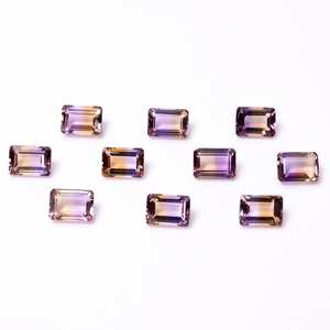 Piedra preciosa suelta de corte escalonado en forma de Octágono de ametrino natural para la fabricación de joyas, piedra de corte esmeralda de ametrino mezclado, tamaño calibrado OEM - Product Image 1