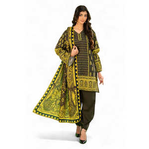 Conjunto de Traje de Lino y Algodón Estampado de 3 Piezas para Mujer con Dupatta WNS-52032 - Product Image 3