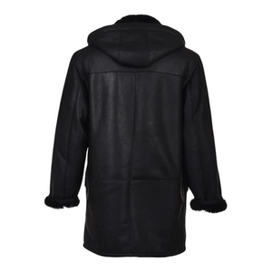 Nuevo diseño, abrigos de piel de oveja de invierno unisex hechos de cuero de vaca genuino, chaqueta de Moto con botones con forro grueso para hombres - Product Image 2