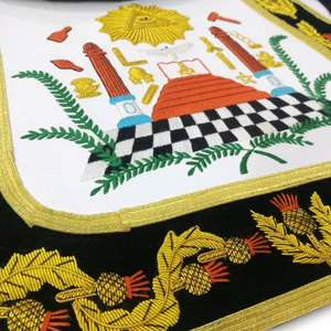 Masonic Grand Master Apron with <b>Gold</b> Bullion Adjustable Belt with Snack <b>Set</b> and Backing with Pocket with Best Quality Ronpex - Product Image 4