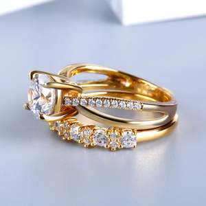 Ensemble de bagues en argent sterling plaqué or Jeulia, coupe ronde - Style tendance - Product Image 5