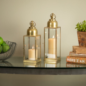 Lo último en velas de cristal con marco de latón para interiores/exteriores, candelabro de Metal con Pilar decorativo superior sagrado único para uso doméstico - Product Image 1