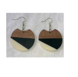 Lujo de alta calidad de resina y madera natural al por mayor de color personalizado de moda pendientes conjunto de acrílico auricular para las mujeres - Product Image 1