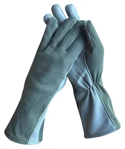 Elastic wrist Long sleeve Strong grip Leather Heat Resistant customized Leather & Aramid Knitted Fabric Flight <b>gloves</b> - Product Image 4