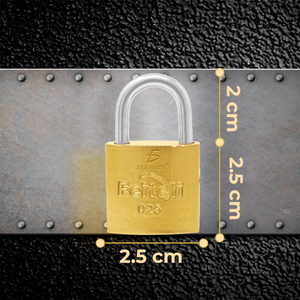Lucchetto di Sicurezza in Ferro con Gancio Corto Dorato 25mm, Materiale in Acciaio con Chiave - Product Image 3