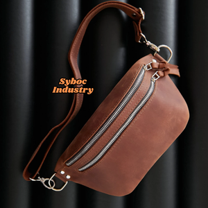 Riñoneras de cuero para mujer, riñonera elegante, riñonera de cuero de vaca real para niños - Product Image 3