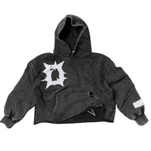 Nouveau pull à capuche surdimensionné de mode Vintage personnalisé 100% coton recadrée taille XL en détresse pour l'impression de bouffée et l'effet de décoloration du soleil - Product Image 1