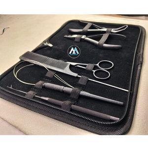 Kit d'outils pour extensions de cheveux noirs, pinces à cheveux noires mates, kit d'extensions de cheveux micro anneaux nano anneaux, outil professionnel de salon maqnsco - Product Image 2